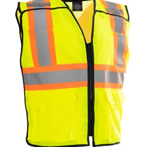 Deluxe Zip-up Safety Vest 5 Point Tear-away - 022-TV188ORZR