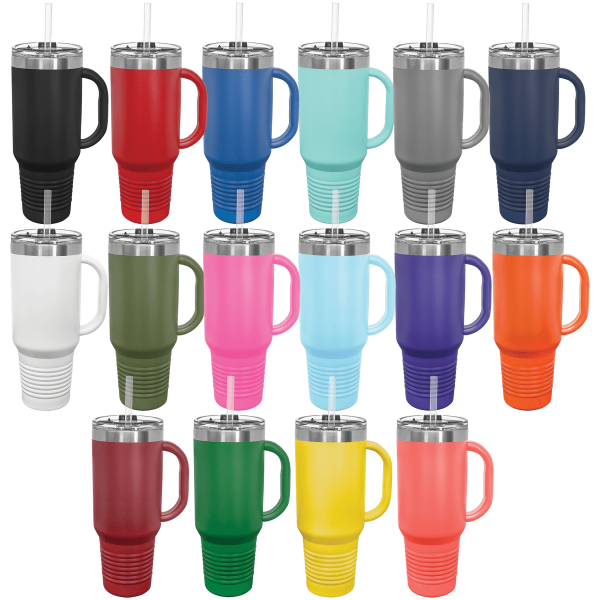 Polar Camel 40 oz. Travel Mug with Handle, Straw Included - LTM74 - Image 2