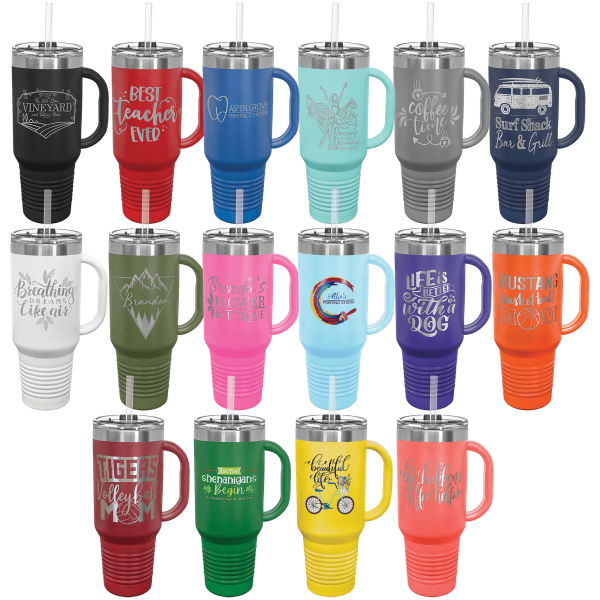 Polar Camel 40 oz. Travel Mug with Handle, Straw Included - LTM74