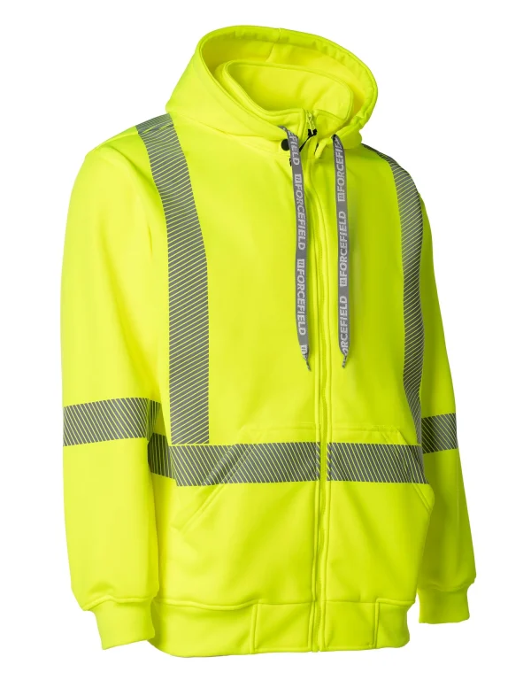 Hi Vis Safety Hoodie with Segmented Reflective Tape and Detachable Hood 024-P844SEG
