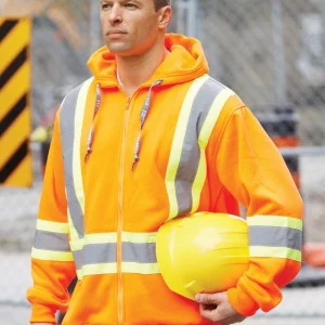 Deluxe Hi Vis Safety Hoodie with Attached Hood - 024-P834J