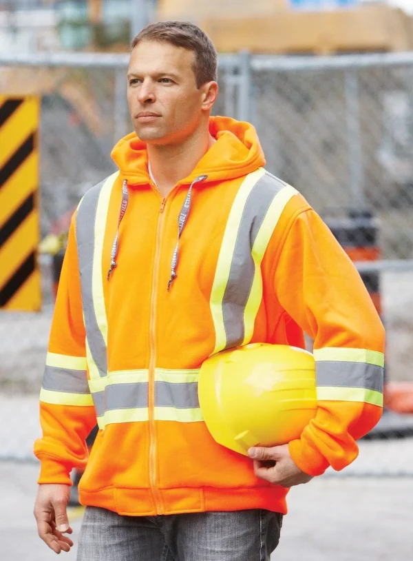 Deluxe Hi Vis Safety Hoodie with Attached Hood - 024-P834J