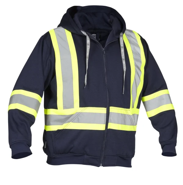 Deluxe Hi Vis Safety Hoodie with Attached Hood - 024-P834J - Image 5