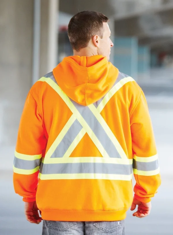 Deluxe Hi Vis Safety Hoodie with Attached Hood - 024-P834J - Image 2