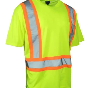 Ultrasoft Hi Vis Crew Neck Short Sleeve Safety Tee Shirt with Chest Pocket 022-SXCBE