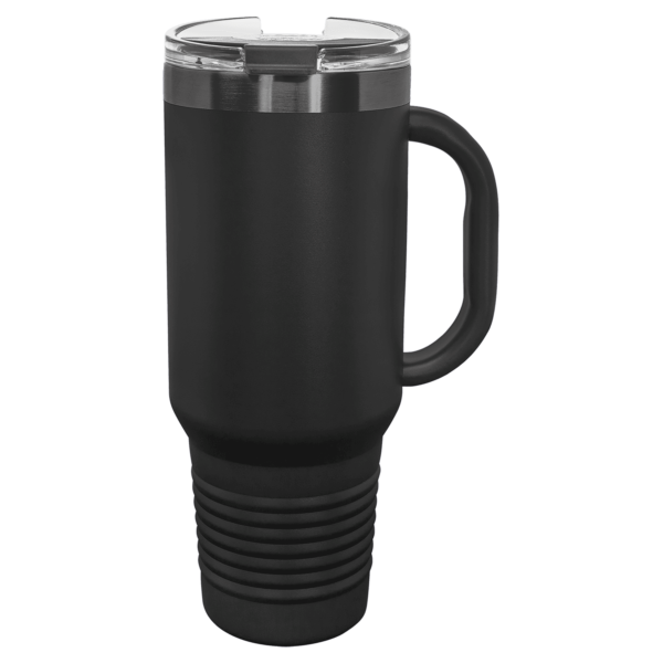 Polar Camel 40oz. Black/Ghost Black ION-Plated Travel Mug with Handle, Straw Included - LTM7430 - Image 3