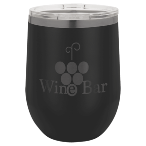 Polar Camel 12oz. Black/Ghost Black ION-Plated Stemless Wine Tumbler with Lid - LTM870