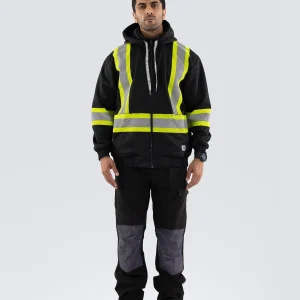 Deluxe Hi Vis Safety Hoodie with Segmented Reflective Tape and Detachable Hood - 024-P844SEG(D)