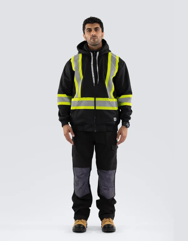 Deluxe Hi Vis Safety Hoodie with Segmented Reflective Tape and Detachable Hood - 024-P844SEG(D)
