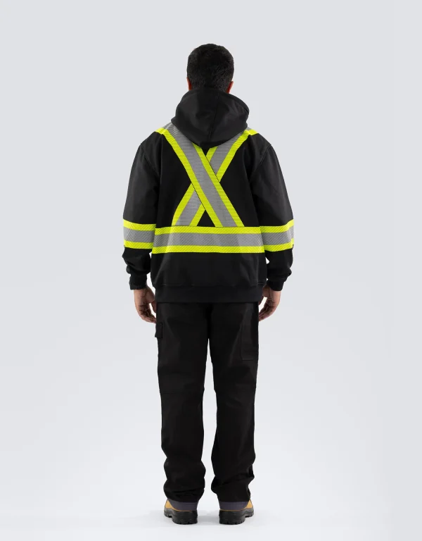 Deluxe Hi Vis Safety Hoodie with Segmented Reflective Tape and Detachable Hood - 024-P844SEG(D) - Image 10