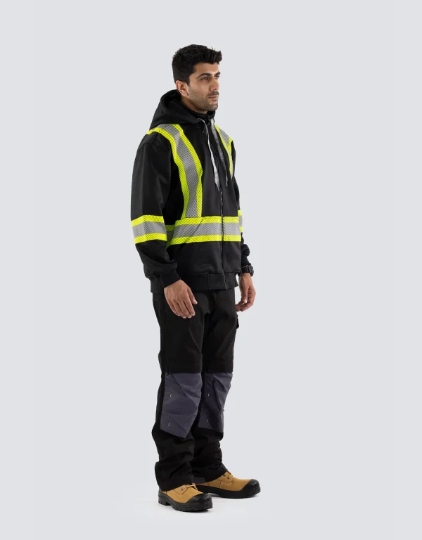 Deluxe Hi Vis Safety Hoodie with Segmented Reflective Tape and Detachable Hood - 024-P844SEG(D) - Image 9