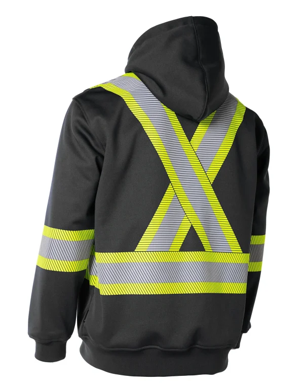Deluxe Hi Vis Safety Hoodie with Segmented Reflective Tape and Detachable Hood - 024-P844SEG(D) - Image 7