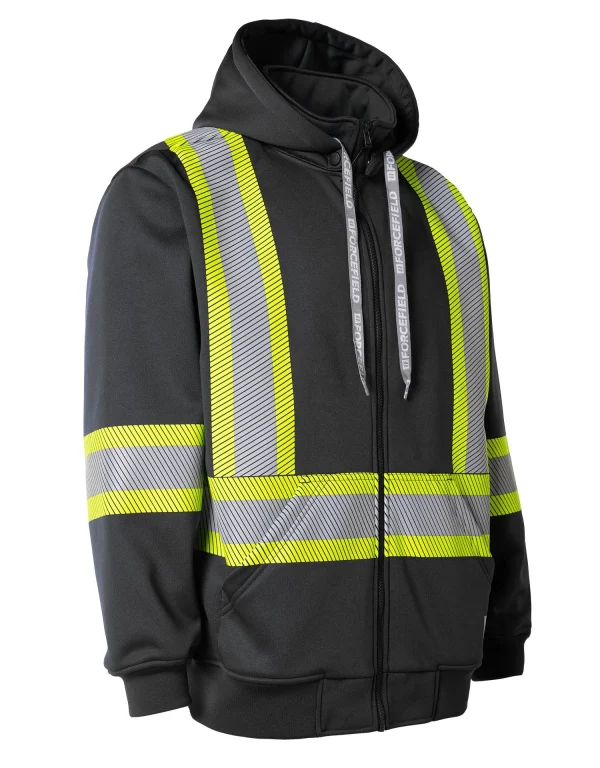 Deluxe Hi Vis Safety Hoodie with Segmented Reflective Tape and Detachable Hood - 024-P844SEG(D) - Image 2