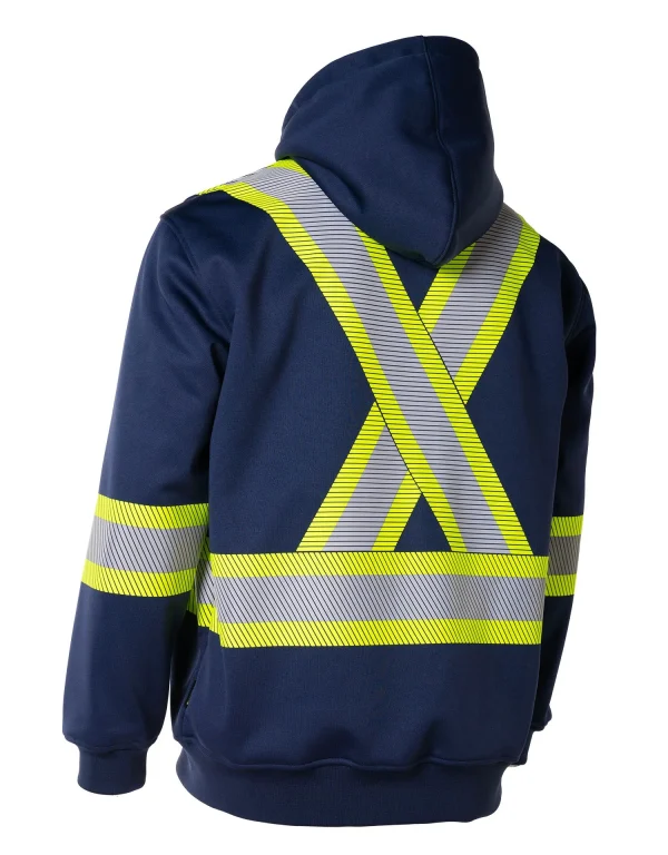 Deluxe Hi Vis Safety Hoodie with Segmented Reflective Tape and Detachable Hood - 024-P844SEG(D) - Image 3