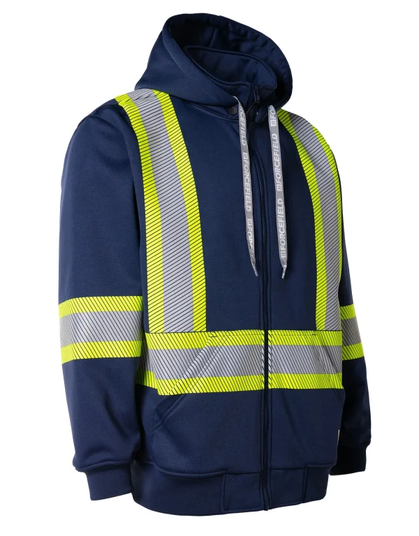 Deluxe Hi Vis Safety Hoodie with Segmented Reflective Tape and Detachable Hood - 024-P844SEG(D) - Image 5