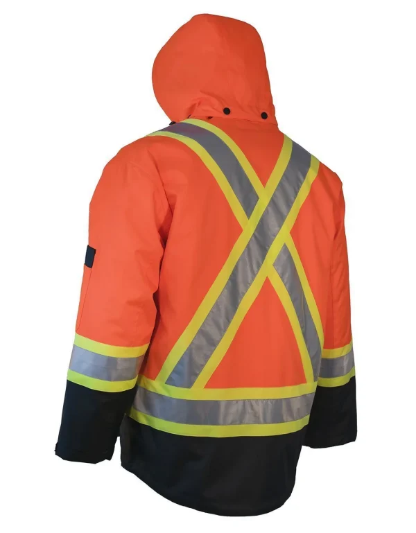 3-in-1 Hi Vis Winter Safety Parka with Removable Black Nylon Puff Jacket - 024-EN788 - Image 8