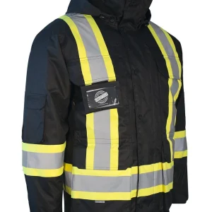 3-in-1 Hi Vis Winter Safety Parka with Removable Black Nylon Puff Jacket - 024-EN788