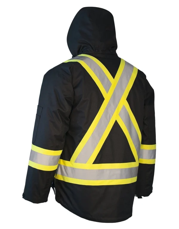 3-in-1 Hi Vis Winter Safety Parka with Removable Black Nylon Puff Jacket - 024-EN788 - Image 5