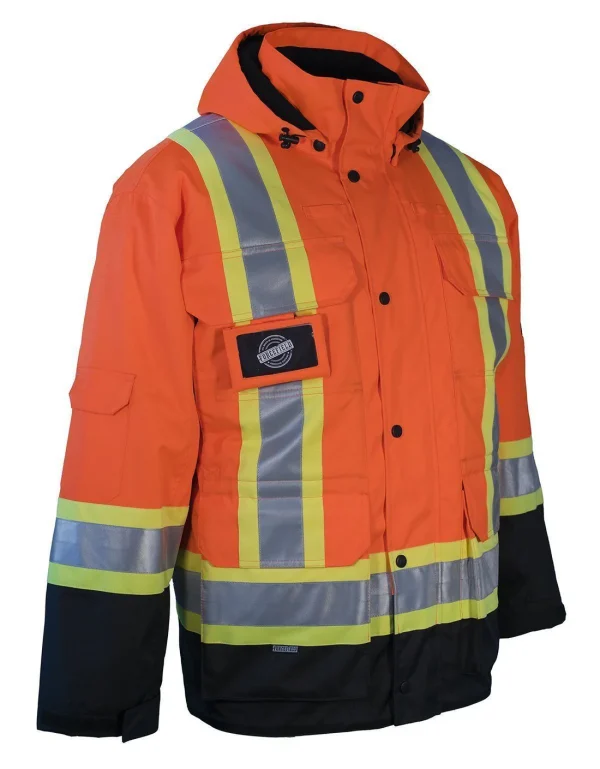 3-in-1 Hi Vis Winter Safety Parka with Removable Black Nylon Puff Jacket - 024-EN788 - Image 3