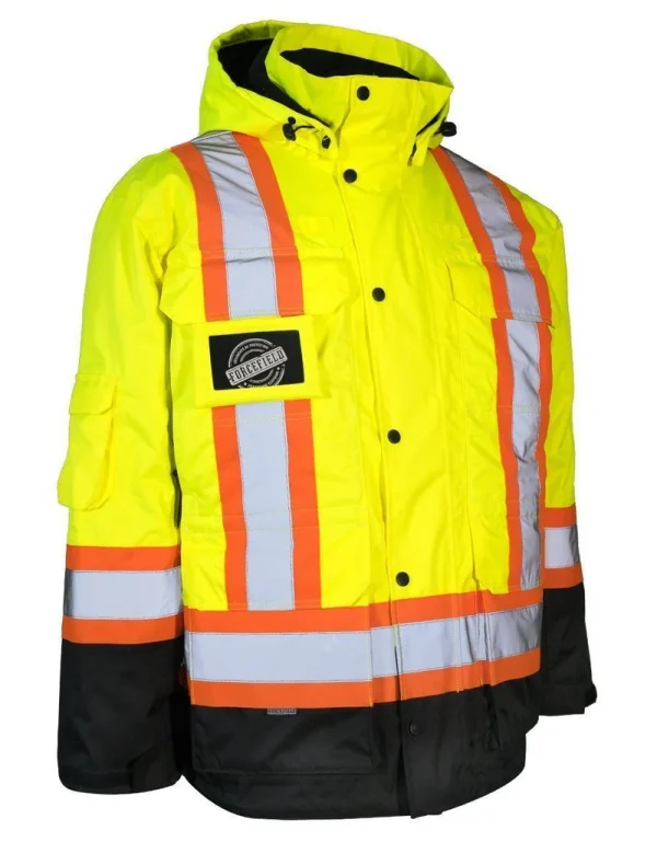 3-in-1 Hi Vis Winter Safety Parka with Removable Black Nylon Puff Jacket - 024-EN788 - Image 4