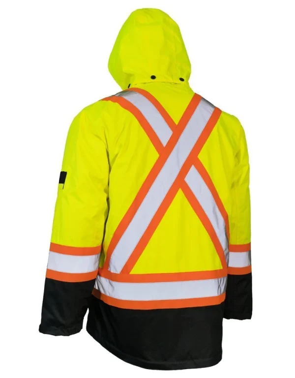 3-in-1 Hi Vis Winter Safety Parka with Removable Black Nylon Puff Jacket - 024-EN788 - Image 2
