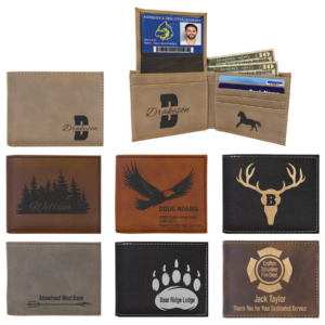 Laserable Leatherette Bi-Fold Wallet w/Flip ID - GFT1285