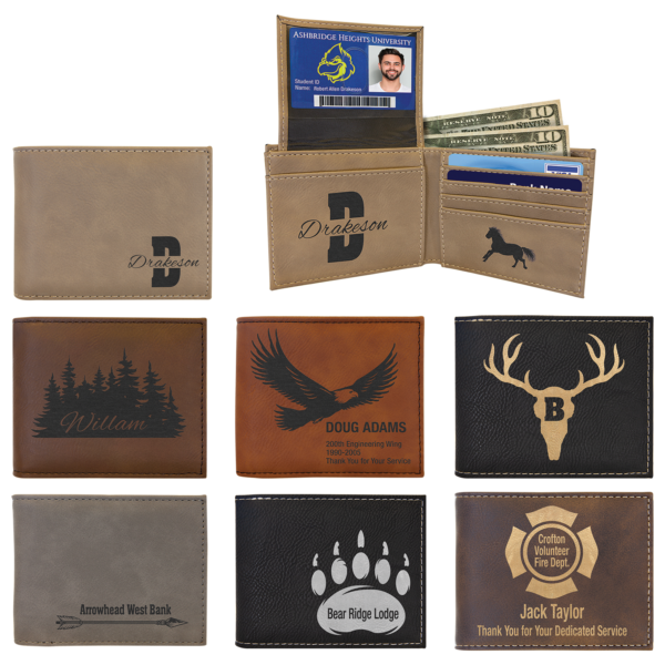 Laserable Leatherette Bi-Fold Wallet w/Flip ID - GFT1285