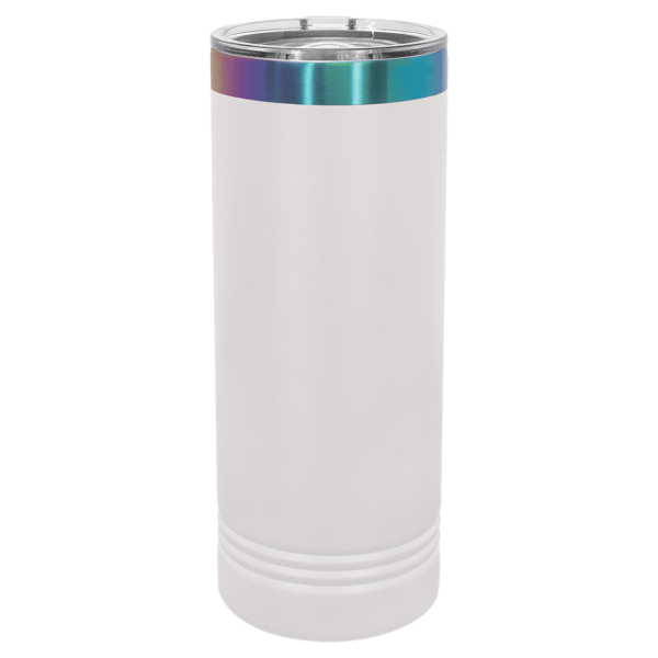 Polar Camel 22 oz. White/Prism ION-Plated Skinny Tumbler with Slider Lid - LTM7066 - Image 2
