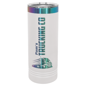 Polar Camel 22 oz. White/Prism ION-Plated Skinny Tumbler with Slider Lid - LTM7066