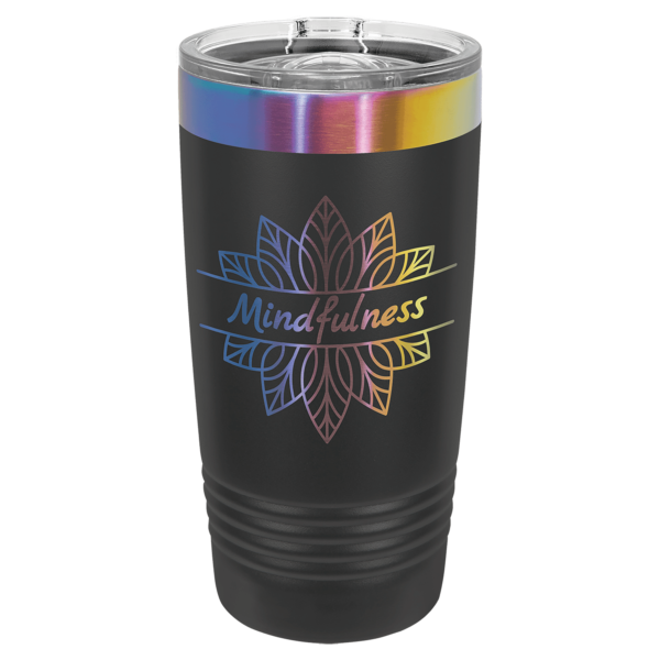 Polar Camel 20 oz. Black/Prism ION-Plated Ringneck Tumbler with Slider Lid - LTM7295