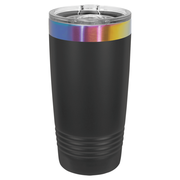 Polar Camel 20 oz. Black/Prism ION-Plated Ringneck Tumbler with Slider Lid - LTM7295 - Image 2