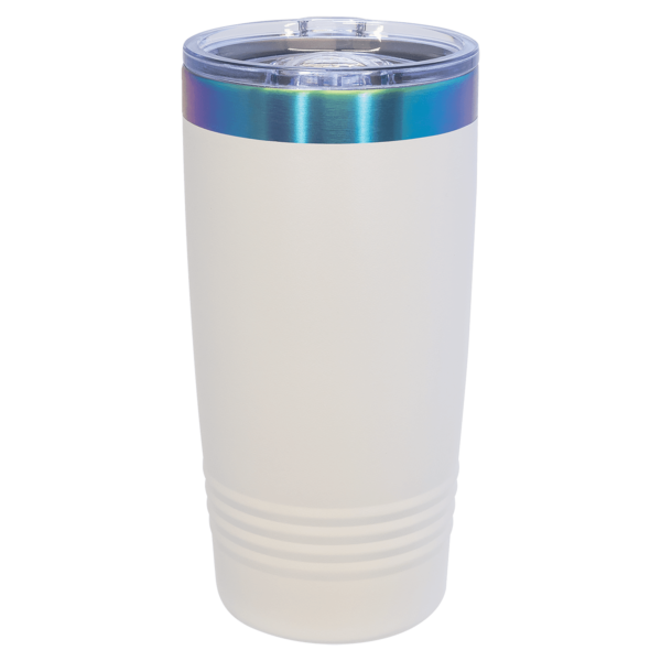 Polar Camel 20 oz. White/Prism ION-Plated Ringneck Tumbler with Slide Lid - LTM7296 - Image 2