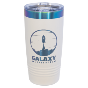 Polar Camel 20 oz. White/Prism ION-Plated Ringneck Tumbler with Slide Lid - LTM7296