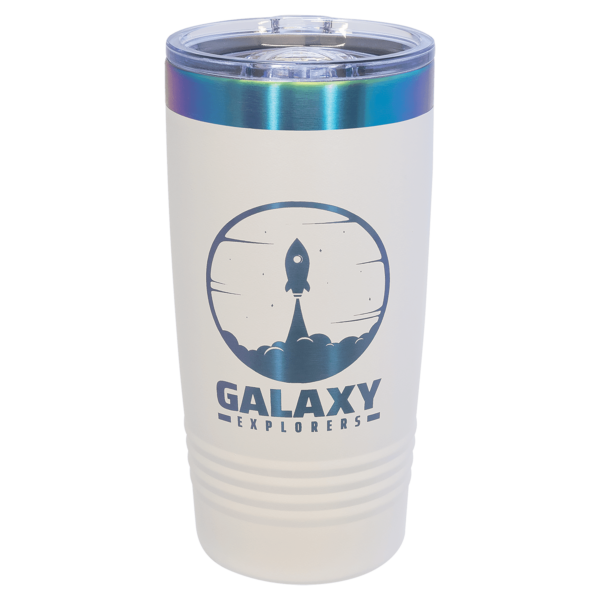 Polar Camel 20 oz. White/Prism ION-Plated Ringneck Tumbler with Slide Lid - LTM7296
