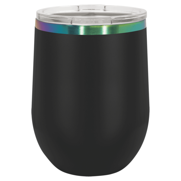 Polar Camel 12 oz. Black/Prism ION-Plated Stemless Wine Tumbler with Lid - LTM890 - Image 2