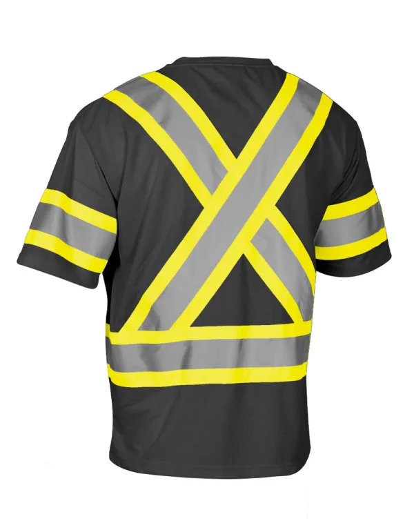 Hi Vis Crew Neck Short Sleeve Safety Tee Shirt with Chest Pocket and Arm Bands - 022-CBECSP - Image 7