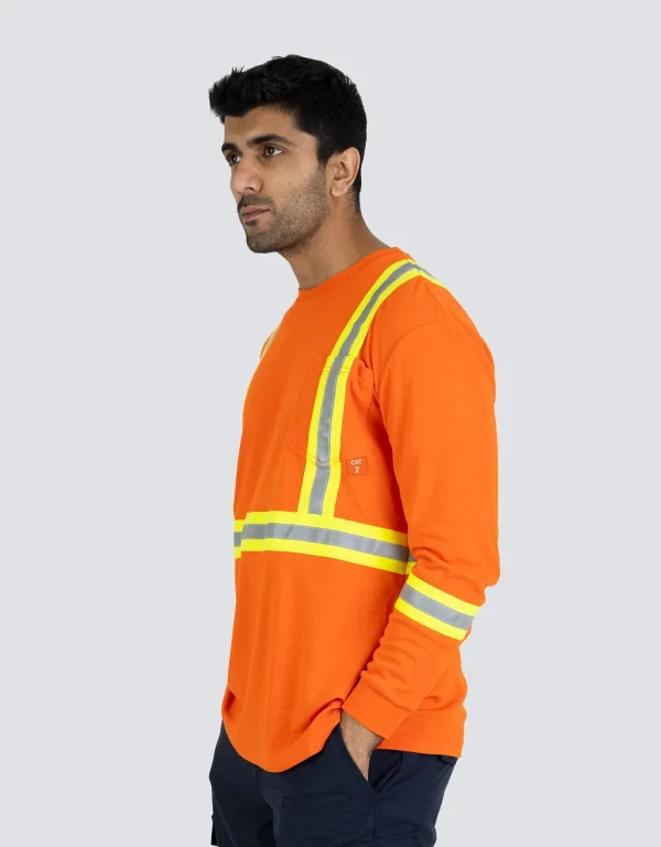 Inherent Flame-Resistant 6.4oz Long Sleeve Safety T-shirt - 022-FRILS