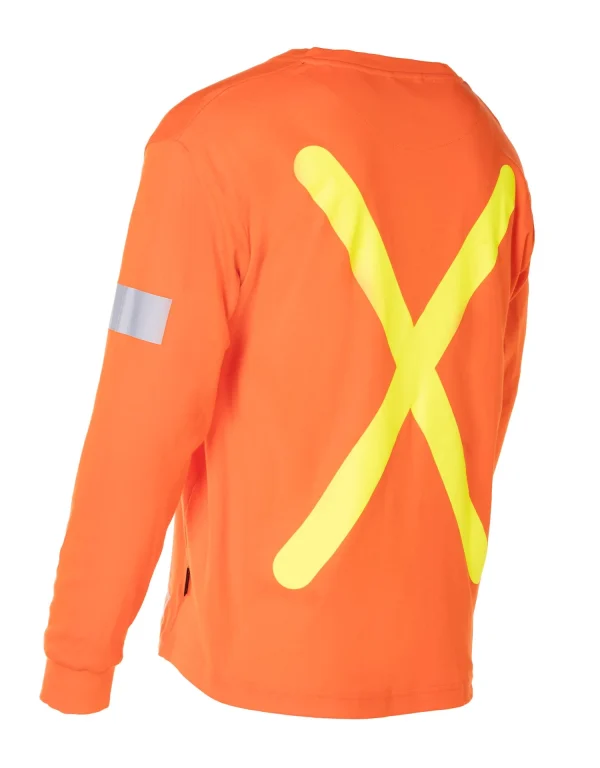 Retro Safety Cotton Long Sleeve Tee With Reflective Arm Striping - 022-RTROL - Image 2