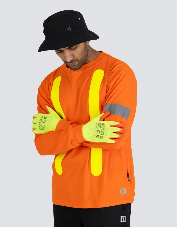 Retro Safety Cotton Long Sleeve Tee With Reflective Arm Striping - 022-RTROL - Image 4