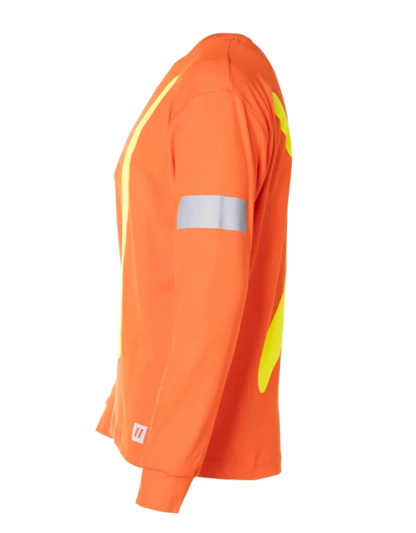 Retro Safety Cotton Long Sleeve Tee With Reflective Arm Striping - 022-RTROL - Image 3
