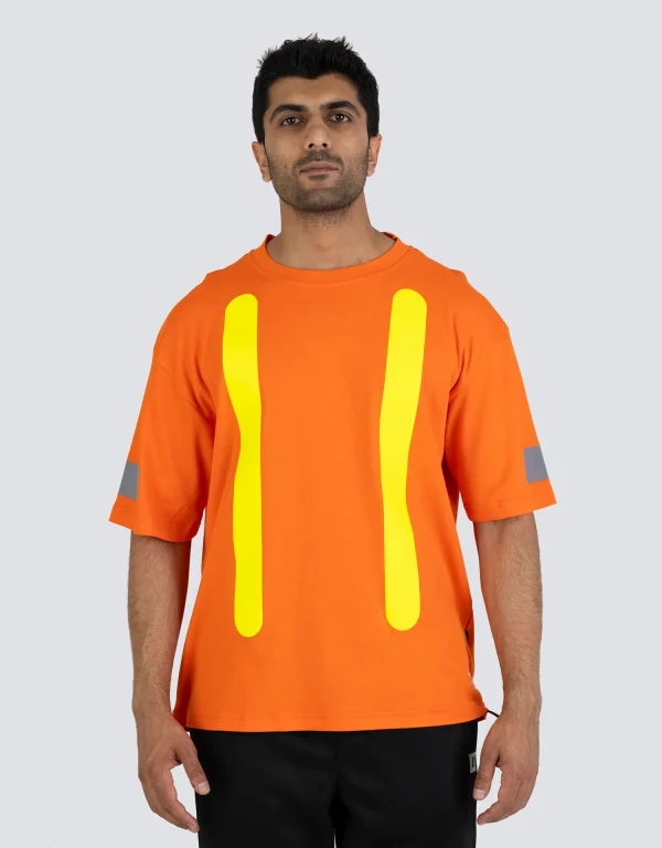 Retro Safety Cotton Short Sleeve Tee With Reflective Arm Striping - 022-RTROS - Image 7