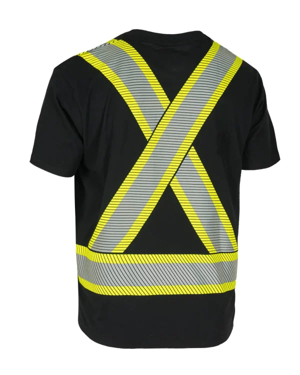 Athletic Fit Hi Vis Crew Neck Short Sleeve Safety Tee Shirt with Segmented Reflective Tape - 022-SEGCBE - Image 7