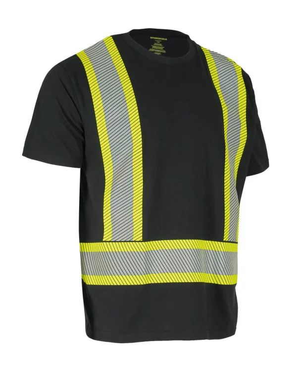 Athletic Fit Hi Vis Crew Neck Short Sleeve Safety Tee Shirt with Segmented Reflective Tape - 022-SEGCBE - Image 4