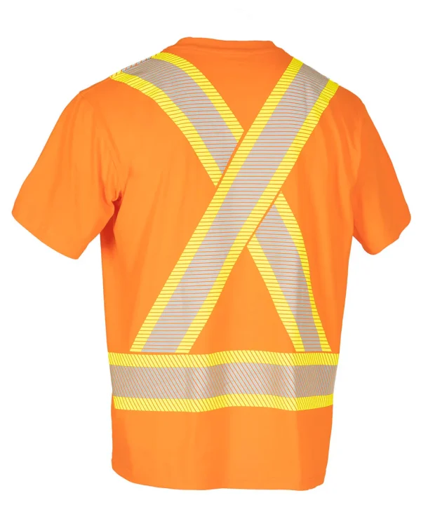 Athletic Fit Hi Vis Crew Neck Short Sleeve Safety Tee Shirt with Segmented Reflective Tape - 022-SEGCBE - Image 10