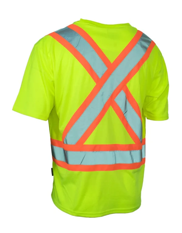Hi Vis Crew Neck Short Sleeve Safety Tee Shirt with Chest Pocket - 022-CBECSA - Image 9