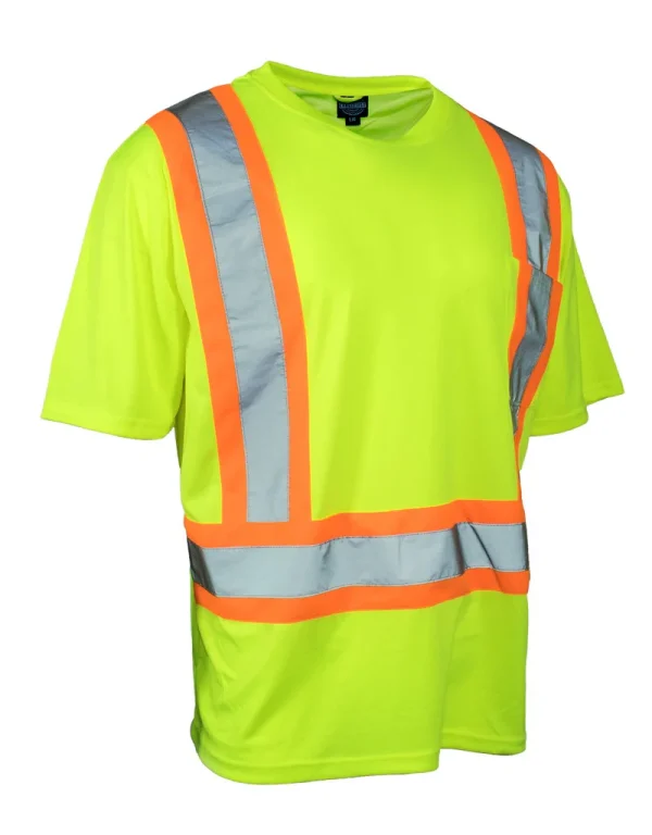 Hi Vis Crew Neck Short Sleeve Safety Tee Shirt with Chest Pocket - 022-CBECSA - Image 5