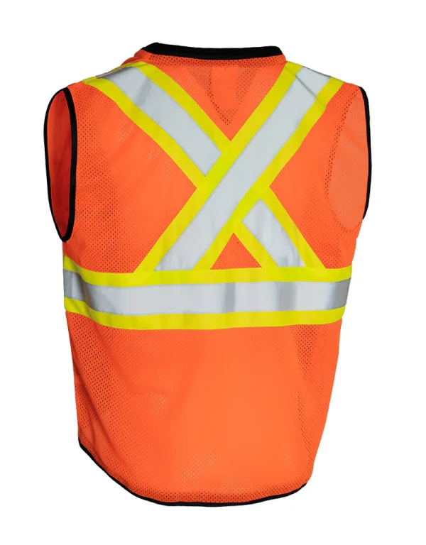 Hi Vis Traffic Safety Vest with Zipper Front, Tricot Polyester - 022-TV188 - Image 7