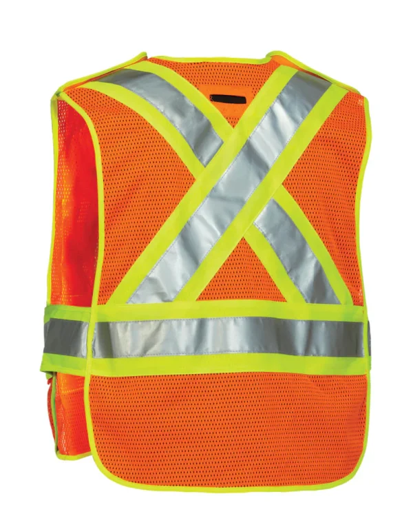 5-Point Tear-away Hi Vis Mesh Traffic Safety Vest, One-Size - 022-TV3PKTA - Image 5