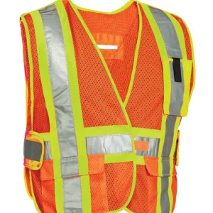 5-Point Tear-away Hi Vis Mesh Traffic Safety Vest, One-Size - 022-TV3PKTA