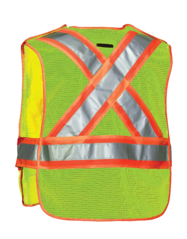 5-Point Tear-away Hi Vis Mesh Traffic Safety Vest, One-Size - 022-TV3PKTA - Image 6